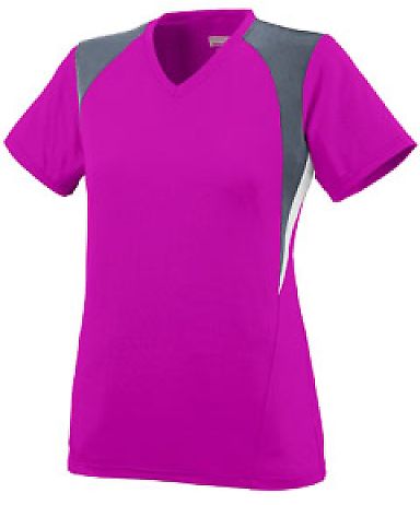 Augusta Sportswear 1295 Women's Mystic Jersey in Power pink/ graphite/ white front view