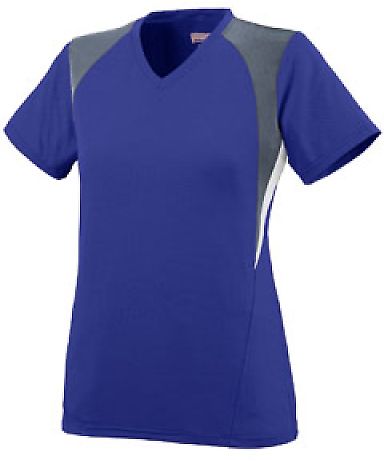 Augusta Sportswear 1295 Women's Mystic Jersey in Purple/ graphite/ white front view