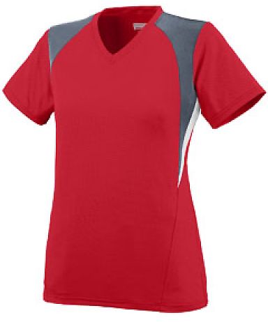 Augusta Sportswear 1295 Women's Mystic Jersey in Red/ graphite/ white front view