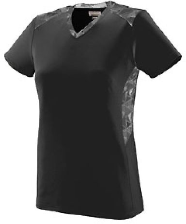 Augusta Sportswear 1360 Women's Vigorous Jersey in Black/ black/ white print front view