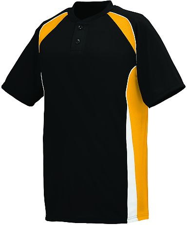 Augusta Sportswear 1541 Youth Base Hit Jersey in Black/ gold/ white front view
