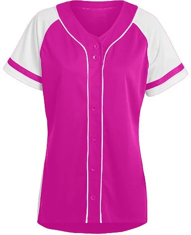 Augusta Sportswear 1665 Women's Winner Jersey in Power pink/ white front view
