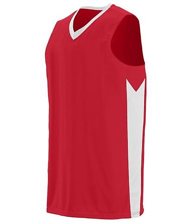 Augusta Sportswear 1713 Youth Block Out Jersey in Red/ white front view