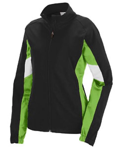Augusta Sportswear 7724 Women's Tour De Force Jack in Black/ lime/ white front view