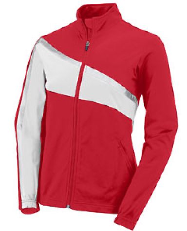 Augusta Sportswear 7735 Women's Aurora Jacket in Red/ white/ metallic silver front view