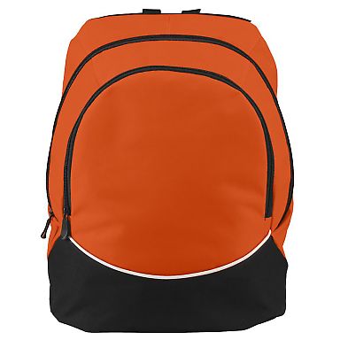 Augusta Sportswear 1915 Tri-Color Backpack in Orange/ black/ white front view