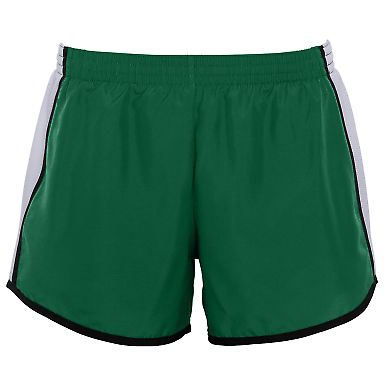 Augusta Sportswear 1266 Girls' Pulse Team Short in Dark green/ white/ black front view