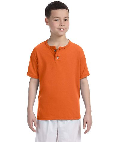 Augusta Sportswear 581 Youth Two-Button Baseball J in Orange front view