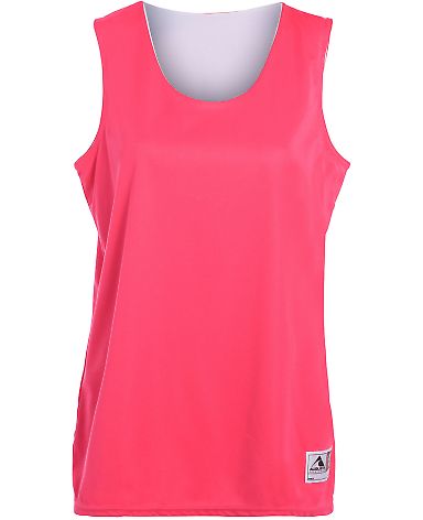 Augusta Sportswear 147 Women's Reversible Wicking  in Power pink/ white front view