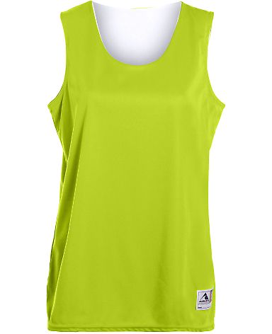 Augusta Sportswear 147 Women's Reversible Wicking  in Lime/ white front view