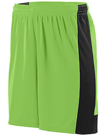Augusta Sportswear 1606 Youth Lightning Short in Lime/ black front view