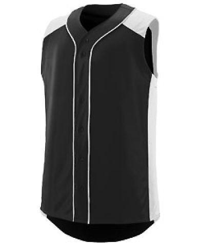 Augusta Sportswear 1663 Youth Sleeveless Slugger J in Black/ white front view