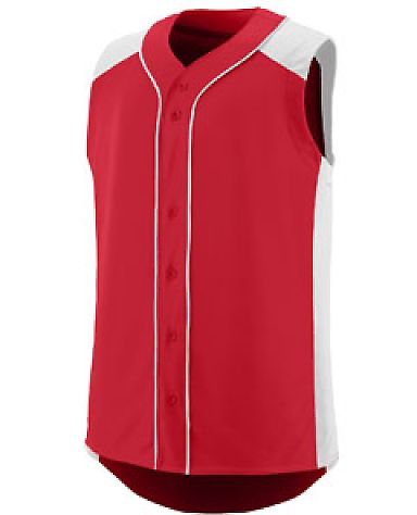 Augusta Sportswear 1663 Youth Sleeveless Slugger J in Red/ white front view