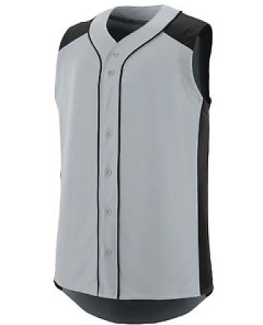 Augusta Sportswear 1663 Youth Sleeveless Slugger J in Silver/ black front view