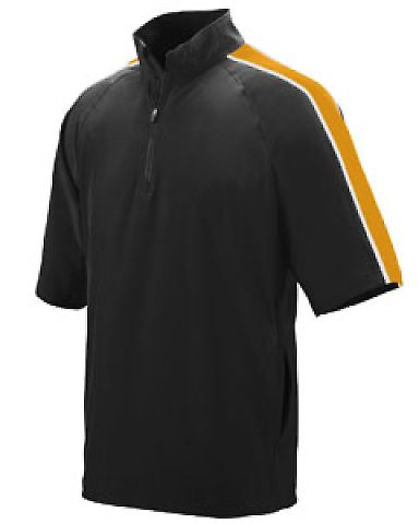 Augusta Sportswear 3789 Youth Quantum Short Sleeve in Black/ gold/ white front view