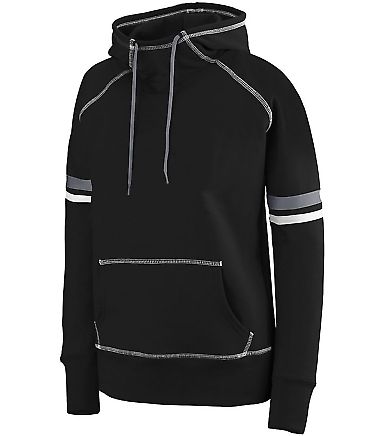 Augusta Sportswear 5440 Women's Spry Hoodie in Black/ white/ carbon front view