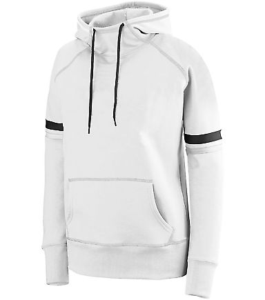 Augusta Sportswear 5440 Women's Spry Hoodie in White/ black/ graphite front view