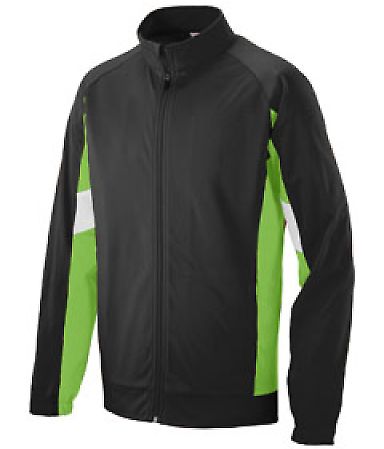 Augusta Sportswear 7723 Youth Tour De Force Jacket in Black/ lime/ white front view