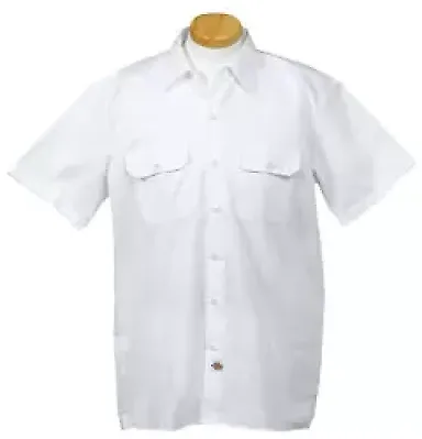 1574 Dickies Short Sleeve Twill Work Shirt  WHITE front view