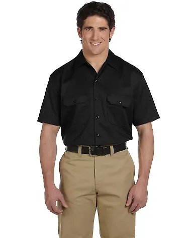 1574 Dickies Short Sleeve Twill Work Shirt  BLACK front view
