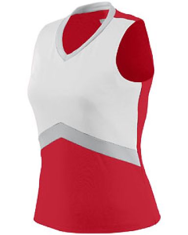 Augusta Sportswear 9200 Women's Cheerflex Shell in Red/ white/ metallic silver front view
