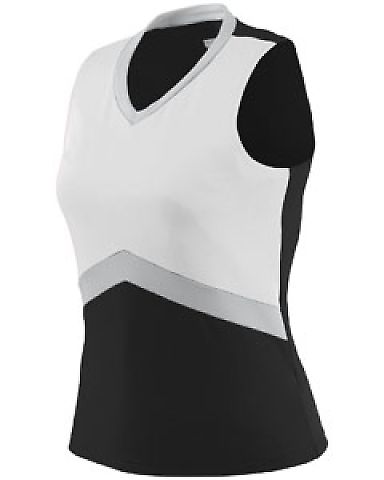 Augusta Sportswear 9200 Women's Cheerflex Shell in Black/ white/ metallic silver front view