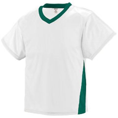 Augusta Sportswear 9726 Youth High Score Jersey in White/ dark green front view