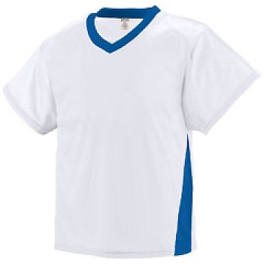 Augusta Sportswear 9726 Youth High Score Jersey in White/ royal front view