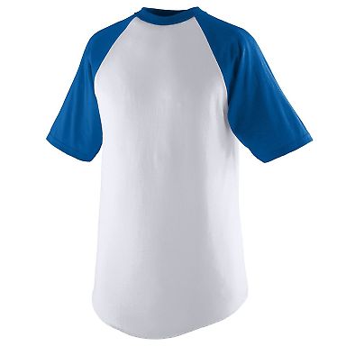 Augusta Sportswear 424 Youth Short Sleeve Baseball in White/ royal front view