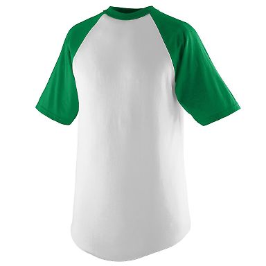 Augusta Sportswear 424 Youth Short Sleeve Baseball in White/ kelly front view