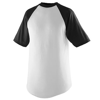 Augusta Sportswear 424 Youth Short Sleeve Baseball in White/ black front view