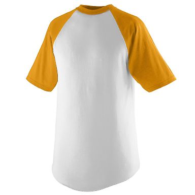 Augusta Sportswear 424 Youth Short Sleeve Baseball in White/ gold front view