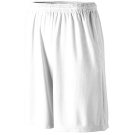 Augusta Sportswear 803 Longer Length Wicking Short in White front view