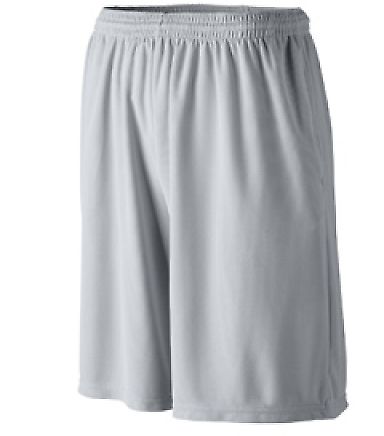 Augusta Sportswear 803 Longer Length Wicking Short in Silver grey front view