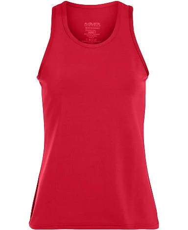 Augusta Sportswear 1203 Girls' Solid Racerback Tan in Red front view