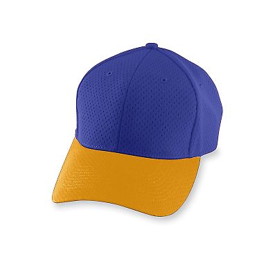 Augusta Sportswear 6235 Athletic Mesh Cap-Adult in Purple/ gold front view
