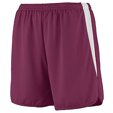 Augusta Sportswear 345 Velocity Track Short in Maroon/ white front view