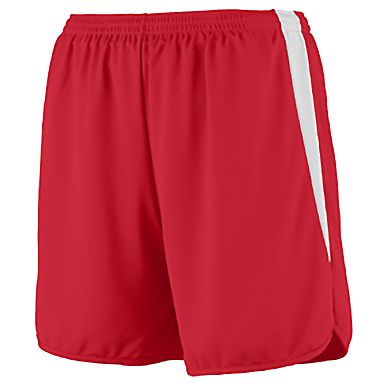 Augusta Sportswear 345 Velocity Track Short in Red/ white front view
