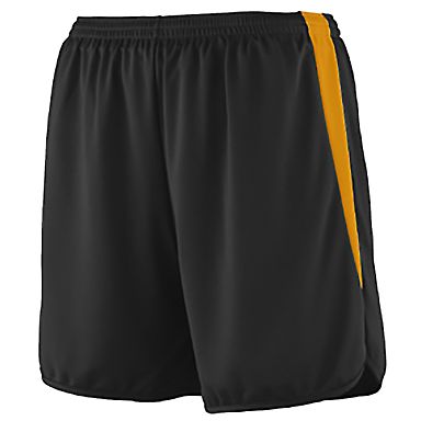 Augusta Sportswear 345 Velocity Track Short in Black/ gold front view