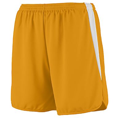 Augusta Sportswear 346 Youth Velocity Track Short in Gold/ white front view