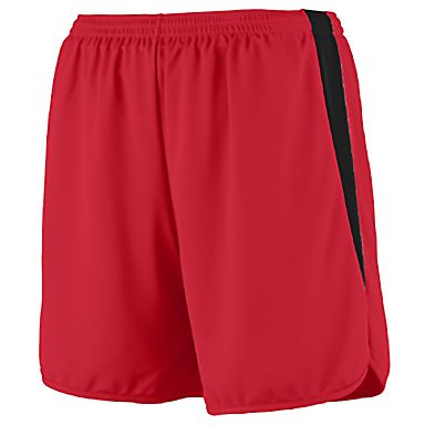 Augusta Sportswear 346 Youth Velocity Track Short in Red/ black front view