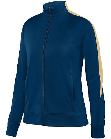 Augusta Sportswear 4397 Ladies Medalist Jacket 2.0 in Navy/ vegas gold front view