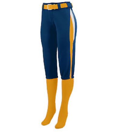 Augusta Sportswear 1341 Girls' Comet Pant in Navy/ gold/ white front view