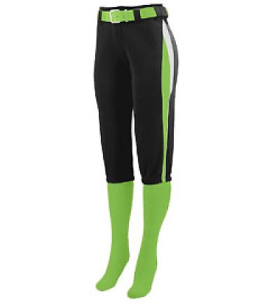 Augusta Sportswear 1341 Girls' Comet Pant in Black/ lime/ white front view