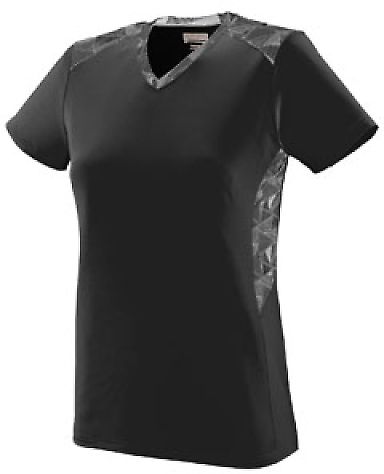 Augusta Sportswear 1361 Girls' Vigorous Jersey in Black/ black/ white print front view