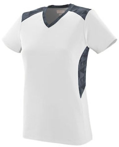 Augusta Sportswear 1361 Girls' Vigorous Jersey in White/ graphite/ black print front view