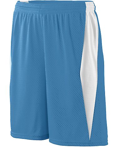 Augusta Sportswear 9736 Youth Top Score Short in Columbia blue/ white front view