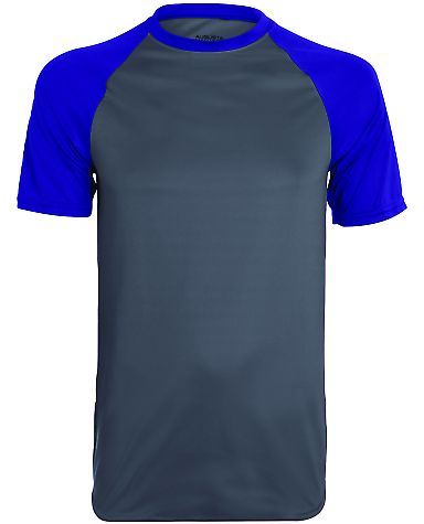 Augusta Sportswear 1508 Wicking Short Sleeve Baseb in Graphite/ purple front view