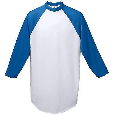 Augusta Sportswear 4421 Youth Three-Quarter Sleeve in White/ royal front view