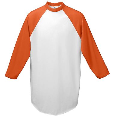 Augusta Sportswear 4421 Youth Three-Quarter Sleeve in White/ orange front view